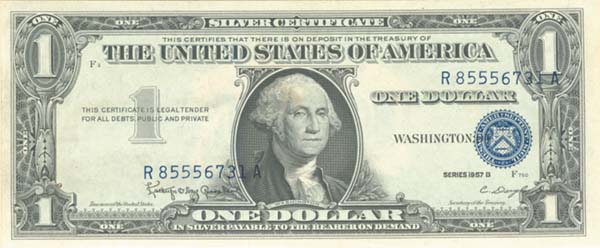 Paper Money Error - $1 Silver Certificate 3rd Printing Off Center